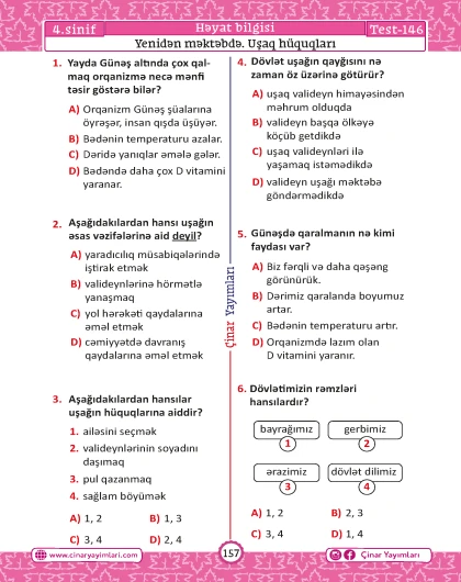 4-cü sinif Bütün Fənlər Sual Dünyası